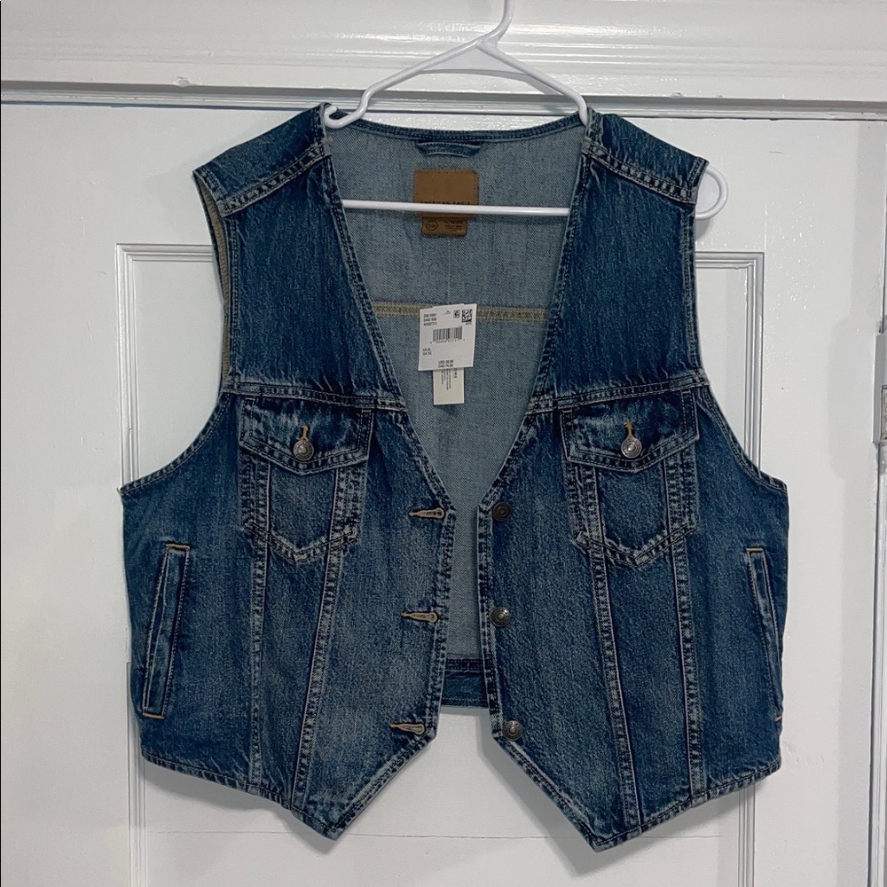 American Eagle Denim Vest with Button Closure